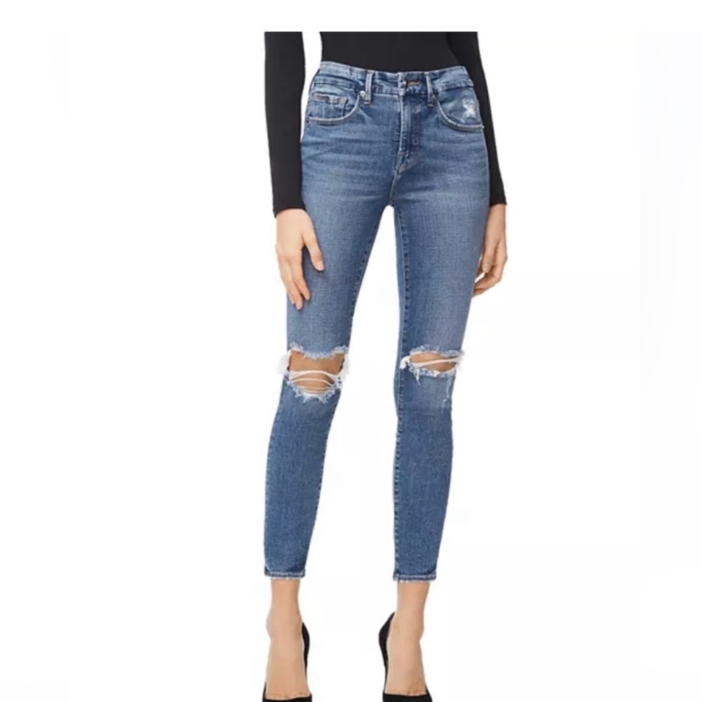 Good American Blue Ankle Cropped Jeans